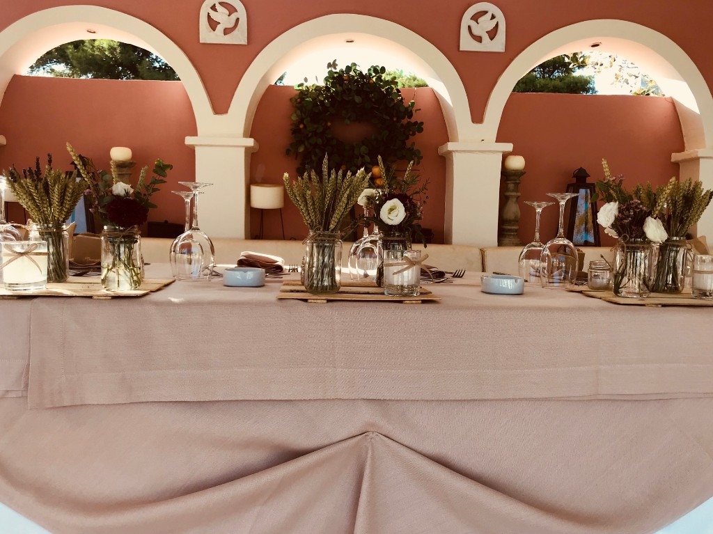 Table setting for an event at Villa Vravrona Tower